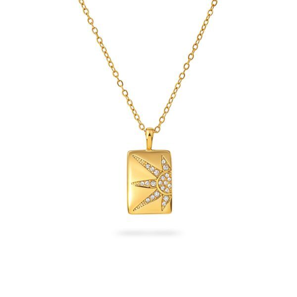 Vandfast morning sun halskæde med zirkonia i 18 karat PVD guld