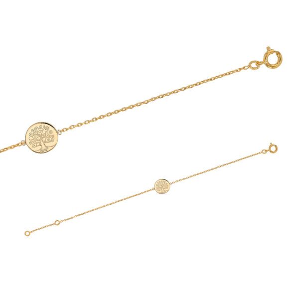 Livets træ 14 karat forgyldt sølv armbånd - Længde 18 cm
