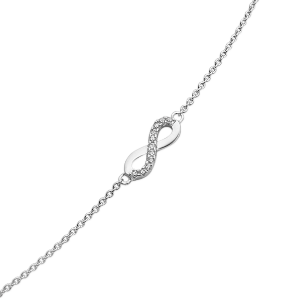 Infinity armbånd sølv evighedstegn med zirkonia på kæde