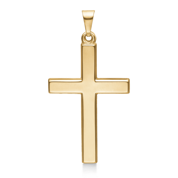 8 kt. guld vedhæng kors. Mål: 19 x 28 mm. Mulighed for indgravering