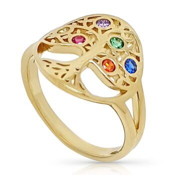 Livets træ ring forgyldt med zirkonia sten (vælge str) 61B12677M-8