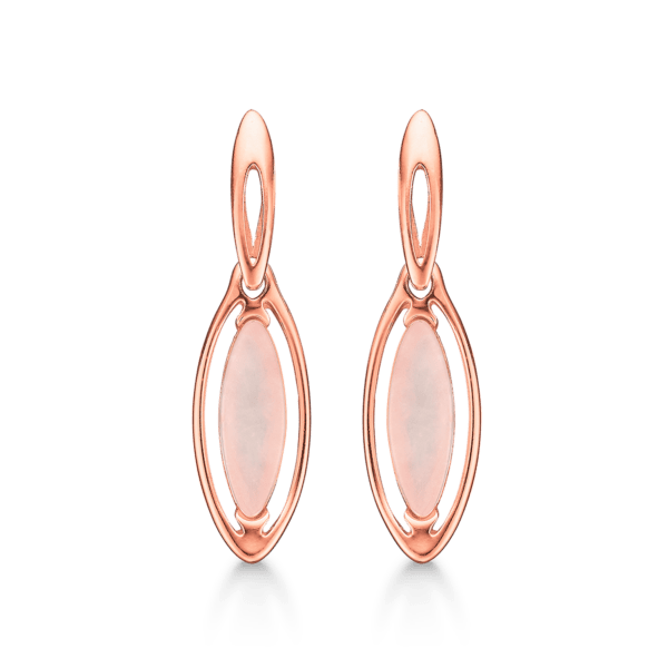 Støvring dråbe formet Hænge øreringe rosa forgyldt, ørehænger med rosa kvarts.