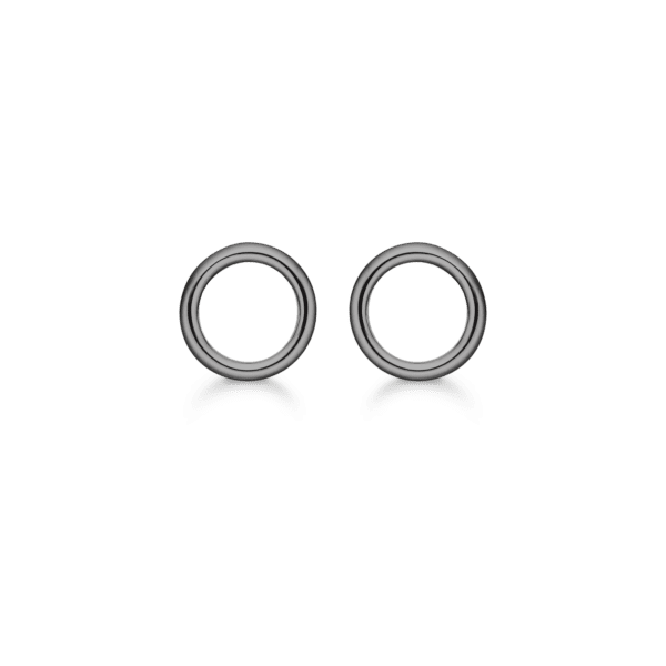 Støvring Cirkel ørestikker sort rhodineret sølv