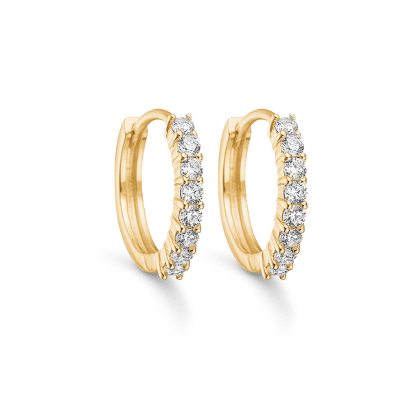 Hoops forgyldt sølv med zirkonia sten 2,5 x 16 mm