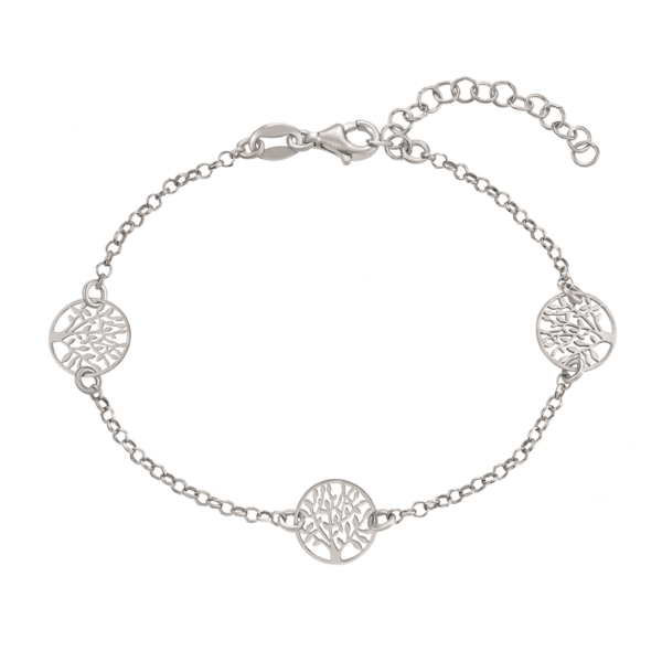 Livets træ Sølv armbånd. Længde 17+4 cm