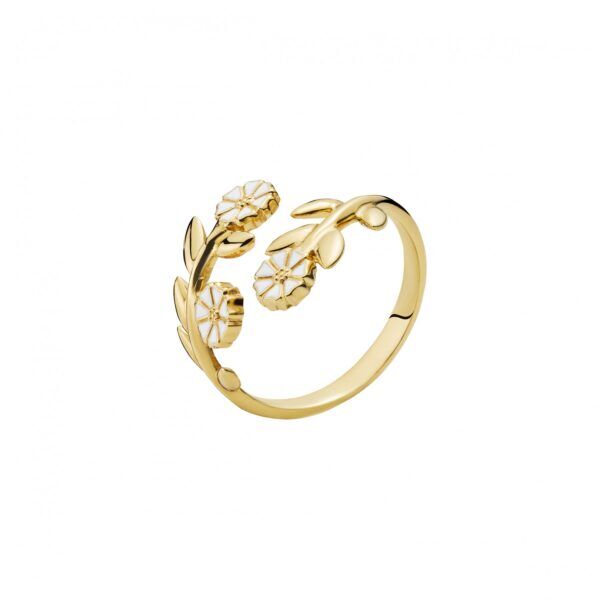Lund Copenhagen Marguerit ring, forgrenet i forgyldt sølv. 3x5 mm