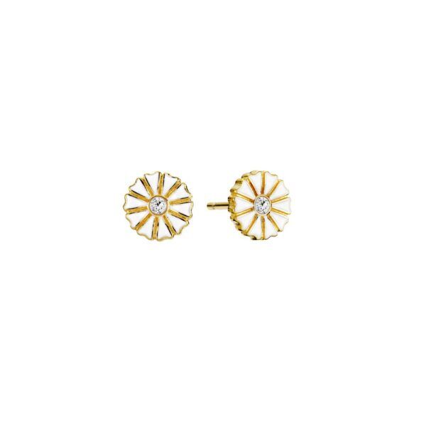 Lund Copenhagen Marguerit forgyldte ørestikker, med zirkonia sten. 7,5mm