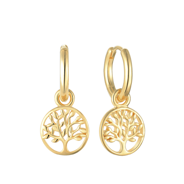 Livets træ Sølvforgyldt creol, med livets træ som hænger. Mål 10 x 1,5 x 11 mm