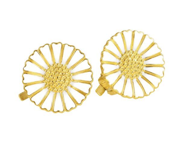 Lund Copenhagen Marguerit øreclips 18mm fg hvid 925