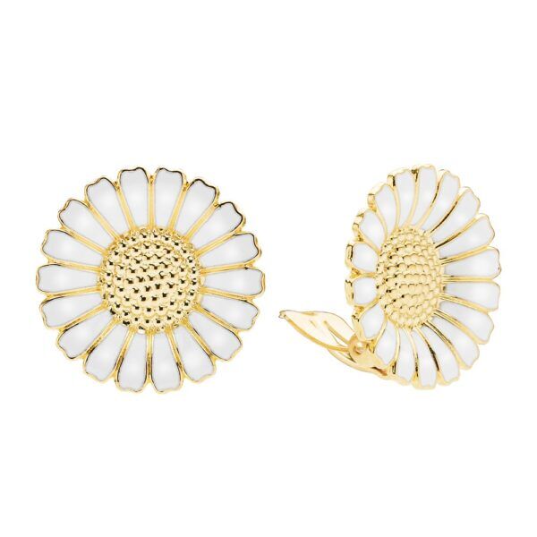Lund Copenhagen Marguerit øreclips 25mm fg hvid 925