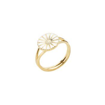 MARGUERIT-RING-FORGYLDT-11MM-MED-HVID-EMALJE
