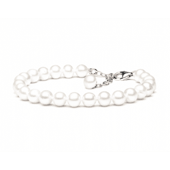 Luksus perlearmbånd med runde hvide ferskvandsperler FARW575-B