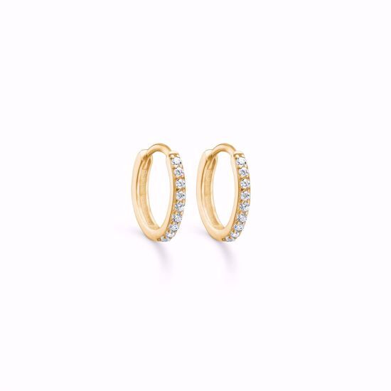 Guld Hoops 8 karat med hvide zirkonia sten, Ø13mm x 1,5mm