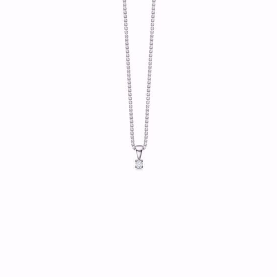 Diamant halskæde i 14 karat hvidguld. 45 cm