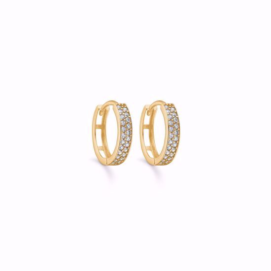 Guld Hoops 8 karat, med hvide zirkonia sten Ø13mm x 2,5mm