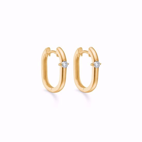 Guld Hoops 8 karat med hvide zirkonia sten 16x15mm