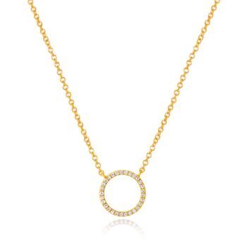 Diamant halskæde cirkel 18 karat ægte guld