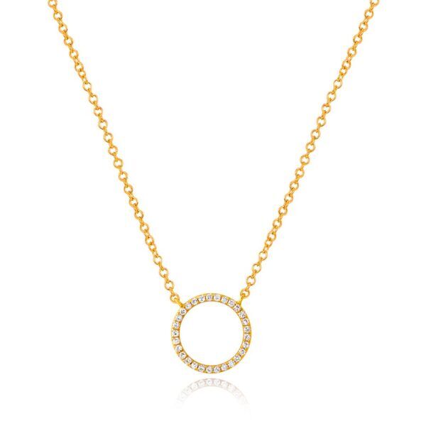 Diamant halskæde cirkel 18 karat ægte guld