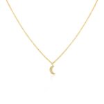 Diamant måne halskæde 18 karat guld