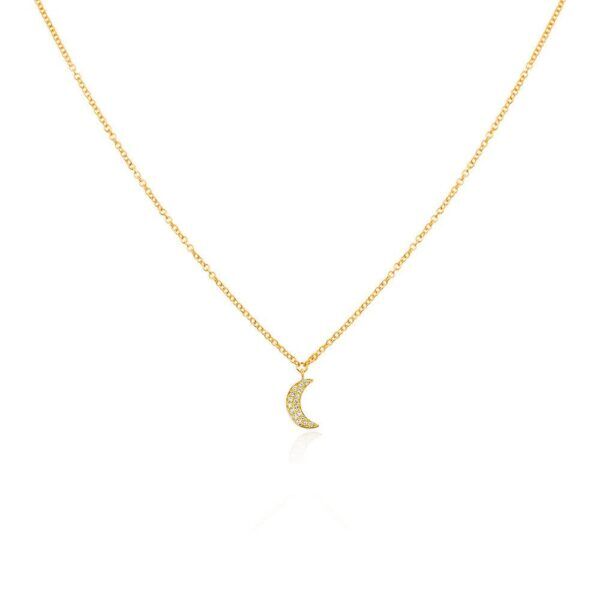 Diamant måne halskæde 18 karat guld