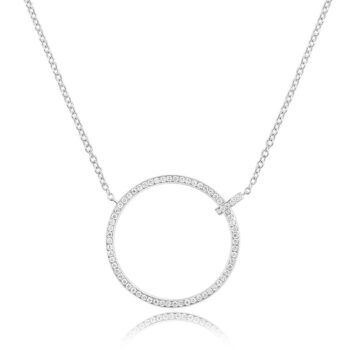 Diamant cirkel halskæde i 18 karat hvidguld
