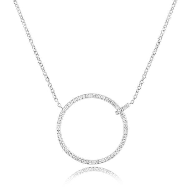 Diamant cirkel halskæde i 18 karat hvidguld