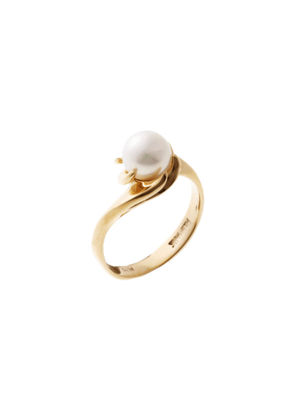 8 karat Guld ring med kulturperle 7-7,5mm i klo