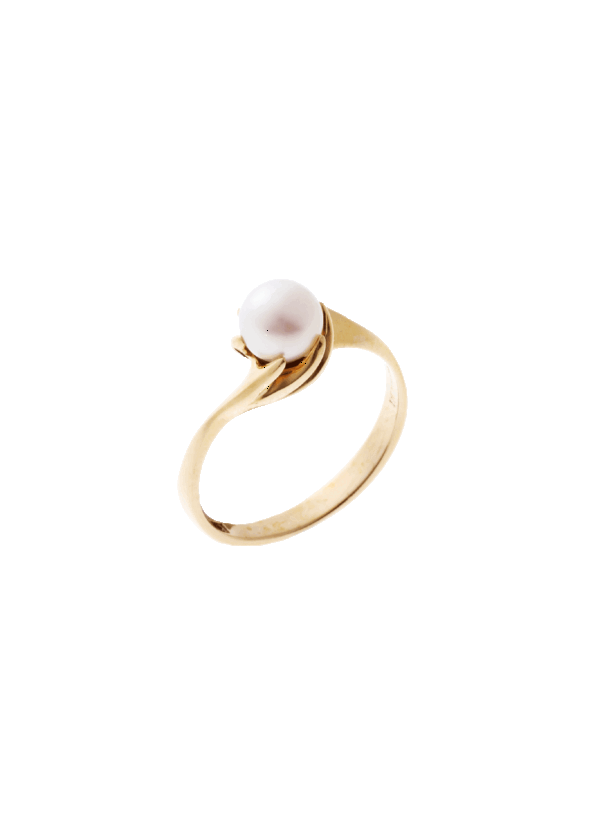 8 karat Guld ring med kulturperle 5,5-6mm i klo