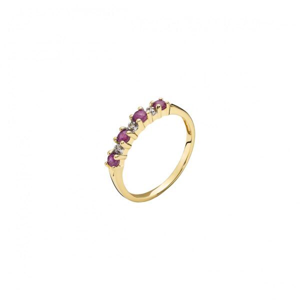 Guld ring alliance med rubiner og diamanter 0.18ct WP2 585