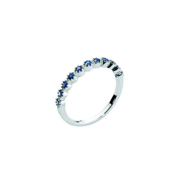 8 karat hvidguld ring alliance med ægte blå safir sten 11x1,75mm