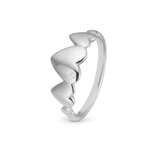 Christina sølv ring med hjerter i fleres størreser og med 1 topas - Hearts for ever