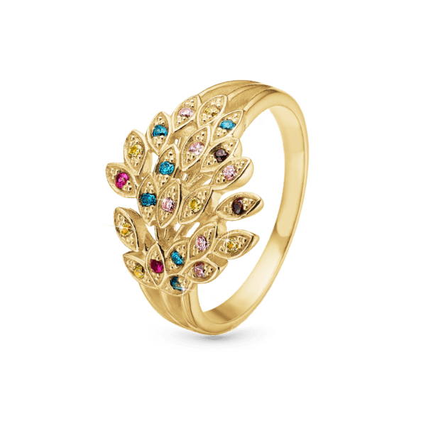 Christina forgyldt ring påfugl motiv med zirkonia sten - Peacock