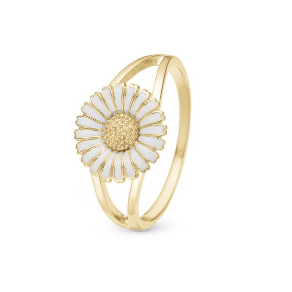 Christina forgyldt ring med Marguerit motiv