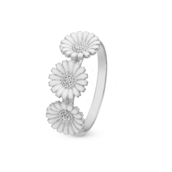 Christina sølv marguerit ring med 3 margueritter
