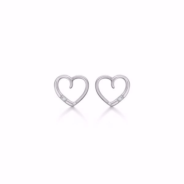 Guld hjerte ørestik 14kt. hvidguld med diamant - 8350/5/14HV