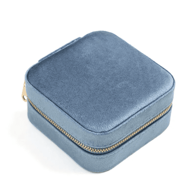 Smykkeskrin i blå velour 10x10x5cm -