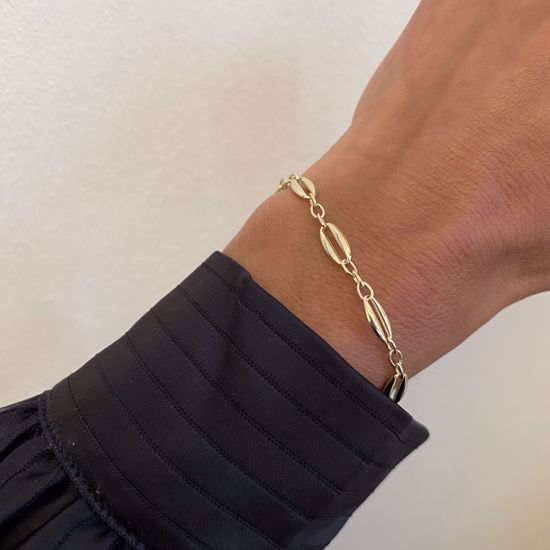 Guld armbånd 8kt. med runde og aflange Øskner