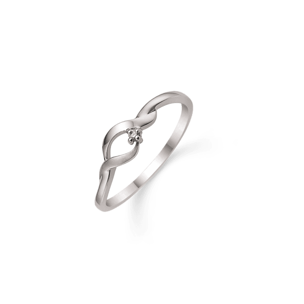 Støvring - Sølv ring rhodineret 2 buer en mat en blank med diamant. Diamant ialt 0,02 ct. w/pk1.