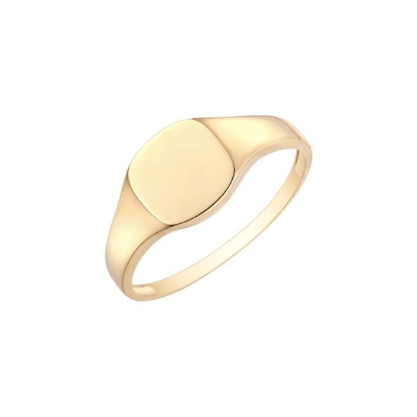 Støvring - 8 kt. guld herre ring til mænd firkantet pladering med runde hjørner.