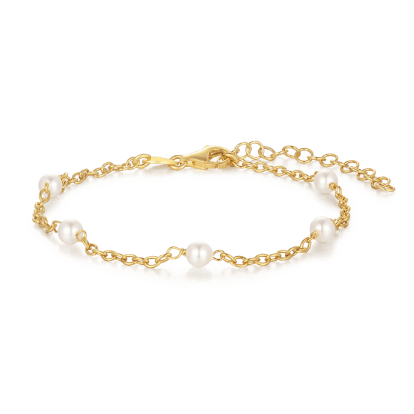 Støvring Design - Forgyldt sølv armbånd med ferskvandsperler