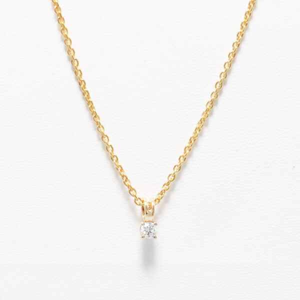 Diamant Solitaire halskæde 9 karat ægte guld - 0,10ct