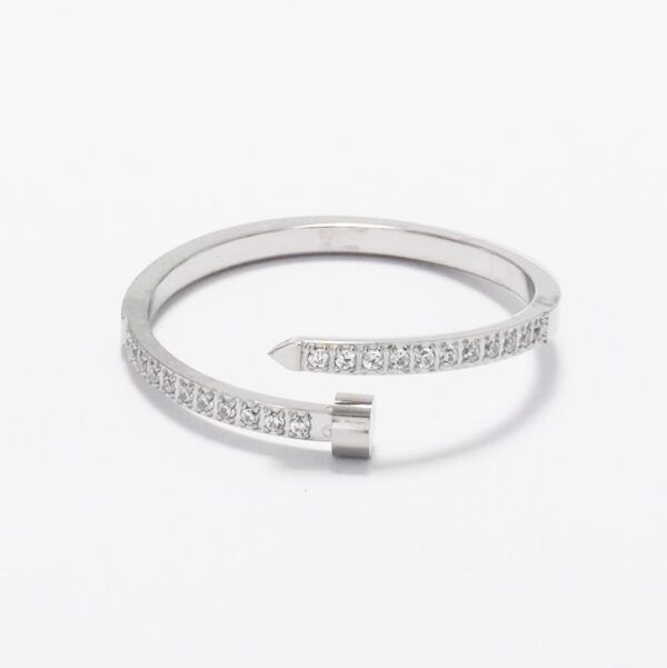 Copenhagen smykker sølv look Nail ring stål med zirkonia