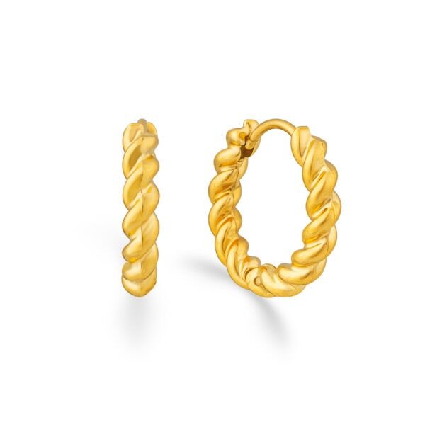 Vandfaste Ava twisted hoops - Copenhagen smykker 18 karat forgyldt ø17 mm og 3 mm tyk