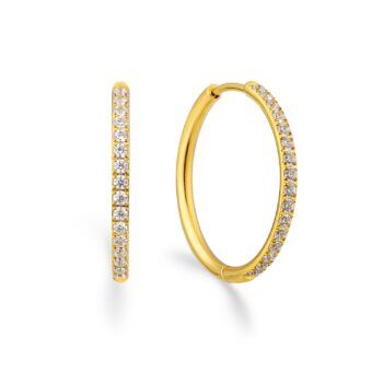 Vandfaste creoler med sten i guld 25 mm