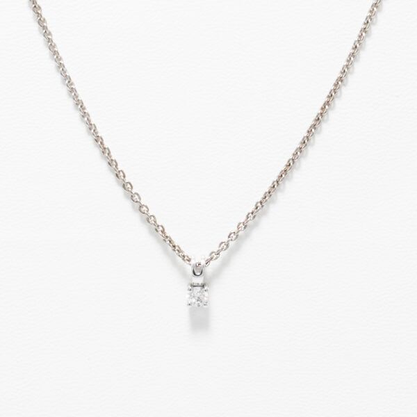 Diamant Solitaire halskæde 9 karat ægte hvidguld - 0,10ct