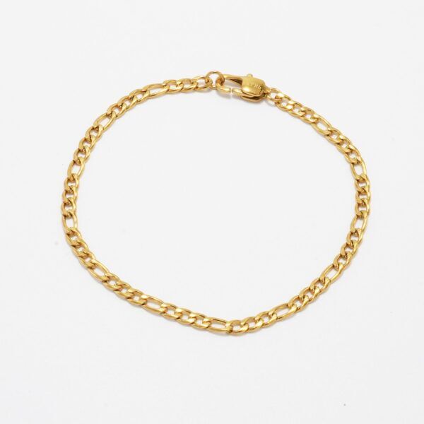 Vandfast figaro 3 mm - 18 karat forgyldt armbånd (FIGARO kæde) til Mænd - 18, 19 & 21 cm