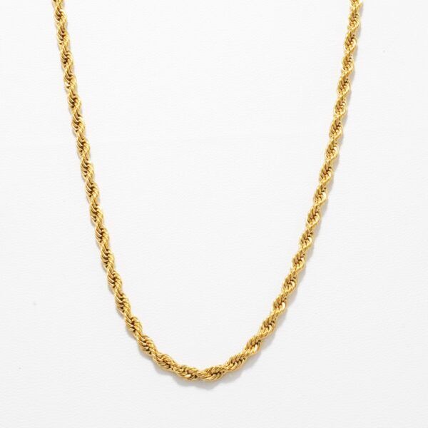 Vandfast Torc 3mm - 18 karat Guld belagt halskæde (Rope kæde) til Mænd - 45, 50, 55, 60 cm