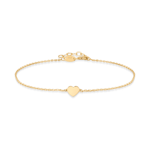 8 kt Guld Armbånd med Hjerte - 18 cm Længde