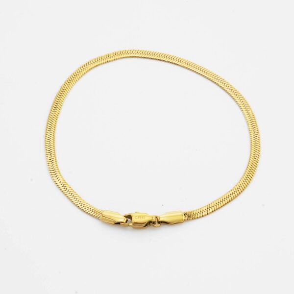 Vandfast Fladt Snake armbånd i guld look – 3 mm stål (16, 18 og 20 cm)