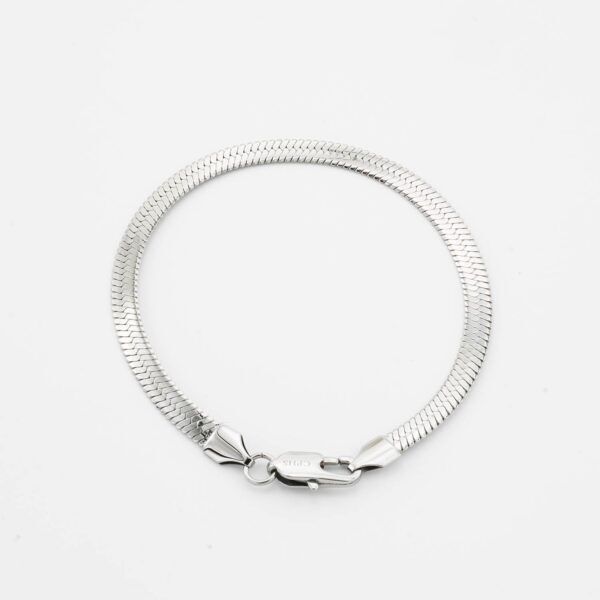 Vandfast Fladt Snake armbånd i sølv look – 5 mm stål (16, 18 og 20 cm)